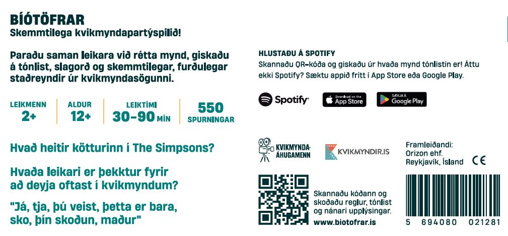 Forpöntun: BÍÓTÖFRAR Skemmtilega Kvikmynda-partýspilið